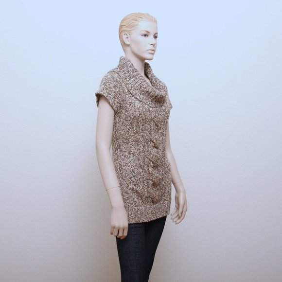 Inc Cowl Neck Cable Knit Tunic Sweater Tan Women Size M - Picture 1 of 8